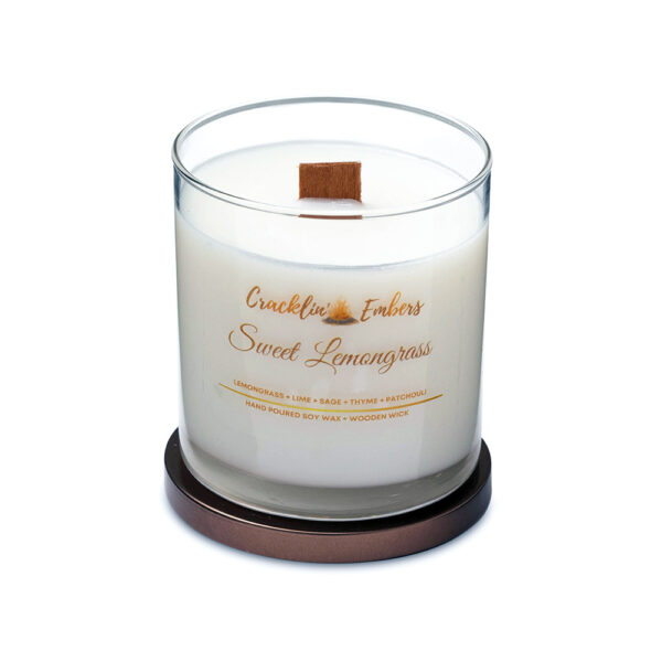 Cracklin' Embers Sweet Lemongrass wood wick soy candle