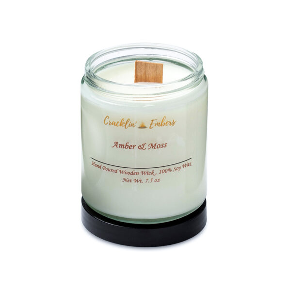 Cracklin' Embers Amber & Moss wood wick soy candle